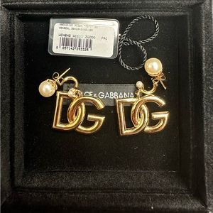 Dolce & Gabbana Pearl & Logo Fashion Earrings Pre-Loved Excellent condition.